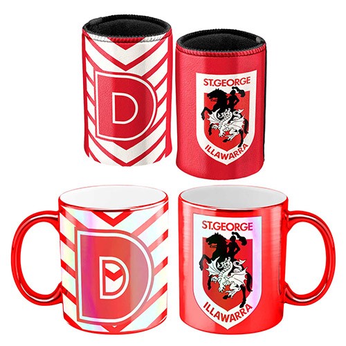 St George Dragons NRL Metallic Mug and Can Cooler Pack