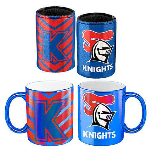 Newcastle Knights NRL Metallic Mug and Can Cooler Pack