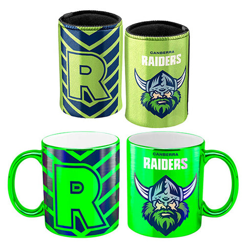 Canberra Raiders NRL Metallic Mug and Can Cooler Pack