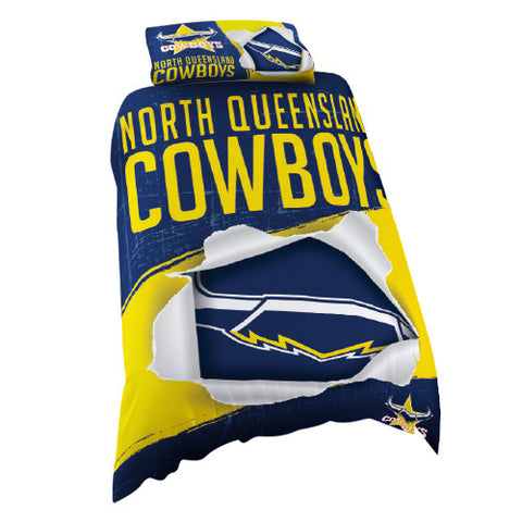 North Queensland Cowboys Single Quilt Doona Cover Pillow Case Set - Spectator Sports Online