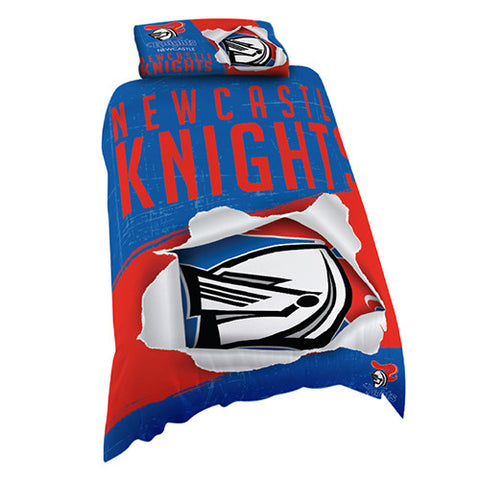 Newcastle Knights Single Quilt Doona Cover Pillow Case Set - Spectator Sports Online