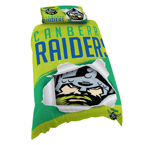 Canberra Raiders Single Quilt Doona Cover Pillow Case Set - Spectator Sports Online