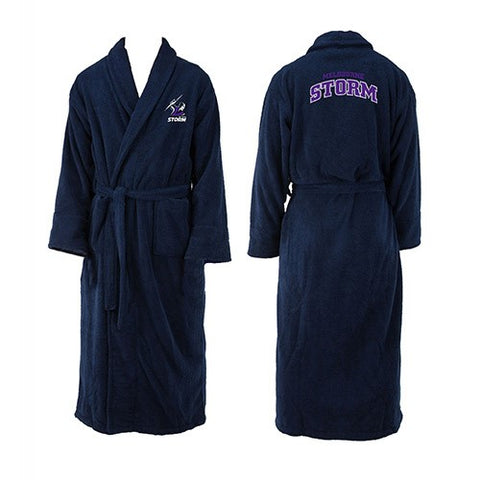 Melbourne Storm NRL Mens Adults Long Sleeve Robe Dressing Gown