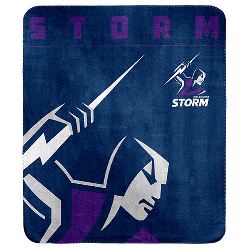Melbourne Storm NRL Polar Fleece Throw Rug Blanket
