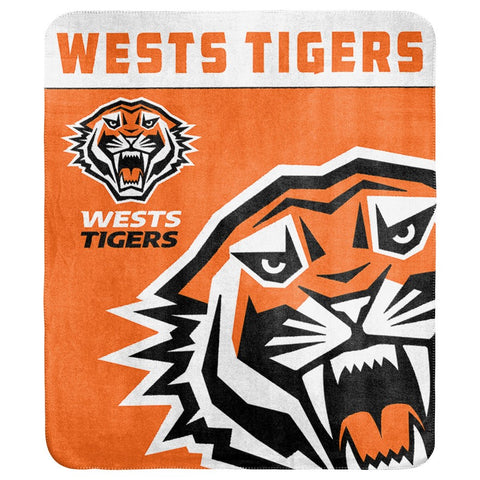 Wests Tigers NRL Polar Fleece Throw Rug Blanket