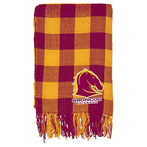 Brisbane Broncos Tartan Throw Rug Blanket