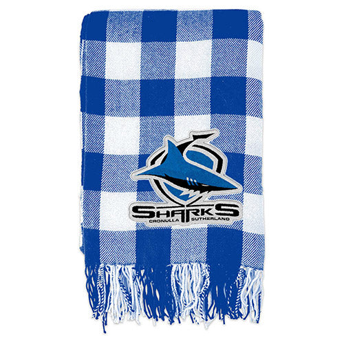 Cronulla Sharks Tartan Throw Rug Blanket