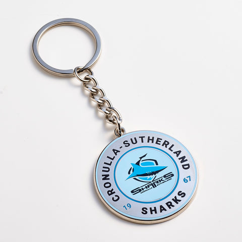 Cronulla Sharks NRL Round Logo Keyring