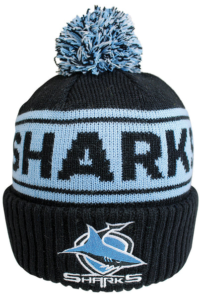 Cronulla Sharks NRL Striker Pom Pom Beanie