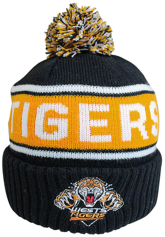 Wests Tigers NRL Striker Pom Pom Beanie