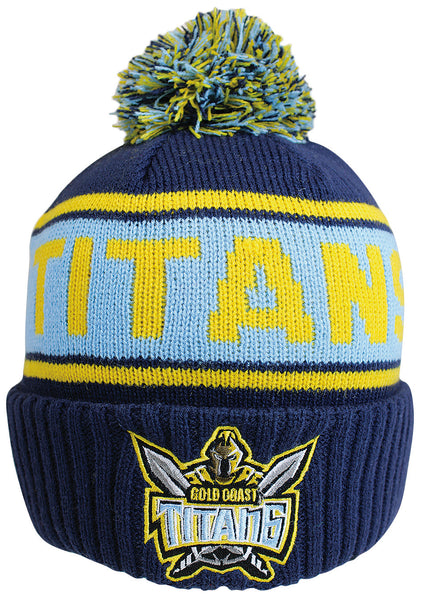 Gold Coast Titans NRL Striker Pom Pom Beanie