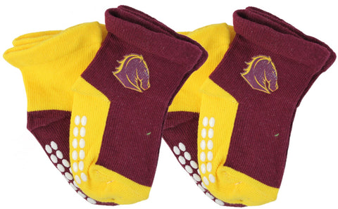 Brisbane Broncos NRL Baby Infant Nonslip Crew Socks 2 pk