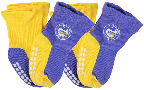 Parramatta Eels NRL Baby Infant Nonslip Crew Socks 2 pk