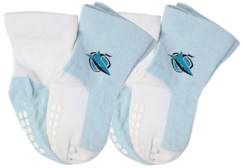 Cronulla Sharks NRL Baby Infant Nonslip Crew Socks 2 pk