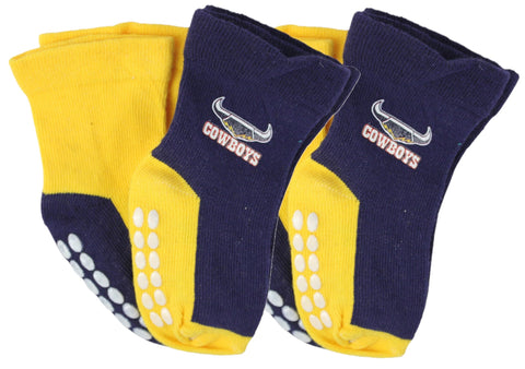 North Queensland Cowboys NRL Baby Infant Nonslip Crew Socks 2 pk