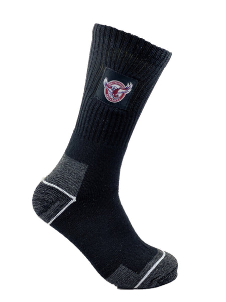 Manly Sea Eagles NRL Mens Heavy Duty Work Socks 2pk