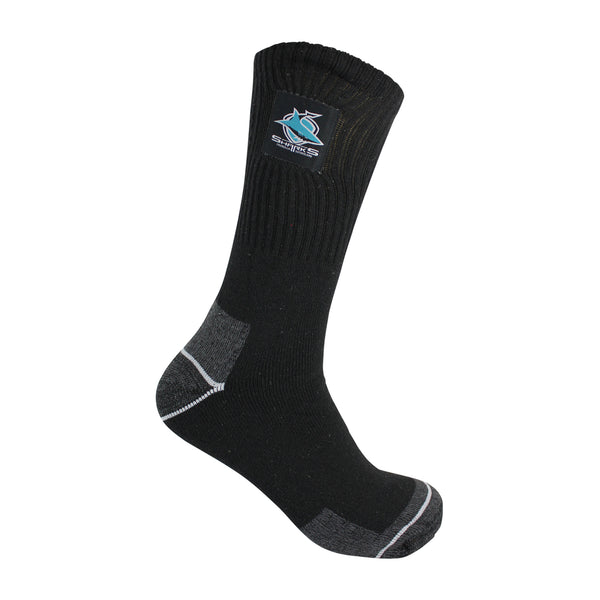 Cronulla Sharks NRL Mens Heavy Duty Work Socks 2pk