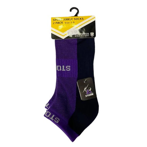 Melbourne Storm NRL High Performance Sport Ankle Socks 2pk