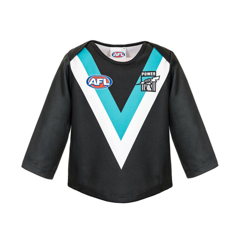 Port Adelaide Power Longsleeve Baby Toddlers Footy Jumper Guernsey