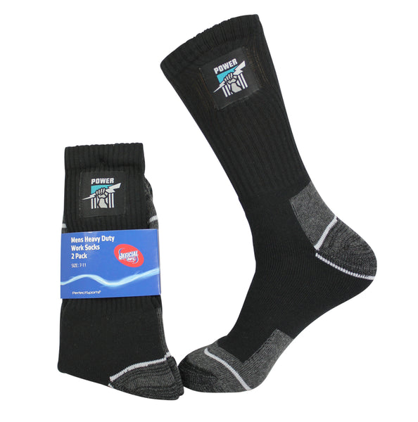 Port Adelaide Power Mens Heavy Duty Work Socks 2pk