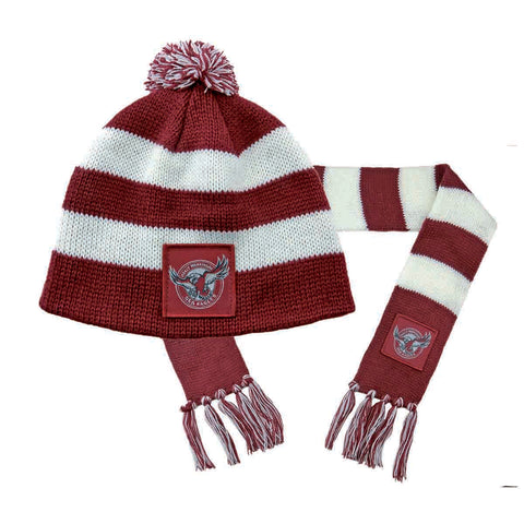 Manly Sea Eagles NRL Baby Infant Scarf Beanie Pack