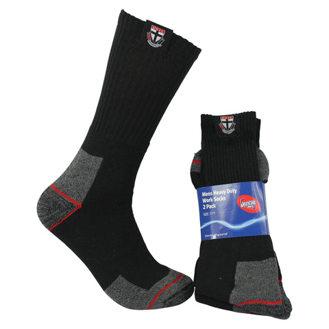 St Kilda Saints Mens Heavy Duty Work Socks 2pk - Spectator Sports Online