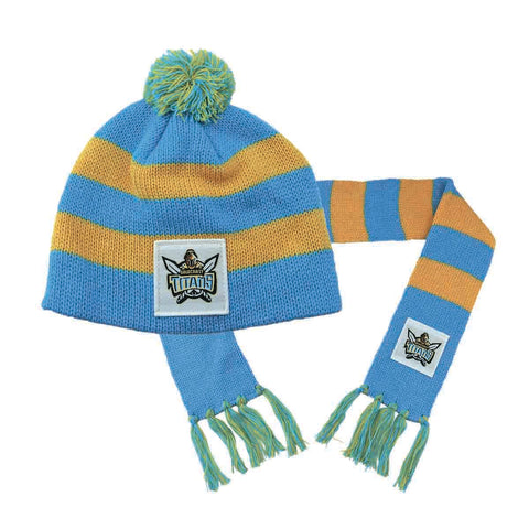 Gold Coast Titans NRL Baby Infant Scarf Beanie Pack