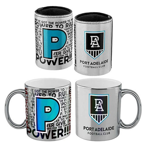 Port Adelaide Power Metallic Mug and Can Cooler Pack