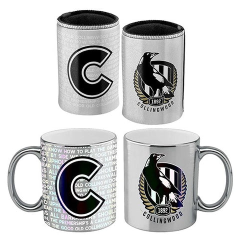Collingwood Magpies Metallic Mug and Can Cooler Pack