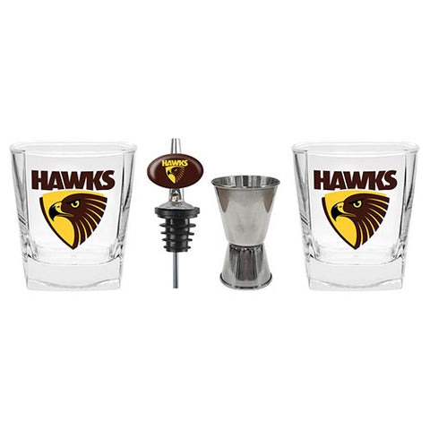 Hawthorn Hawks Spirit Glasses with Pourer and Jigger
