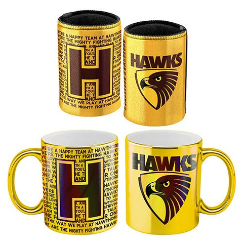 Hawthorn Hawks Metallic Mug and Can Cooler Pack