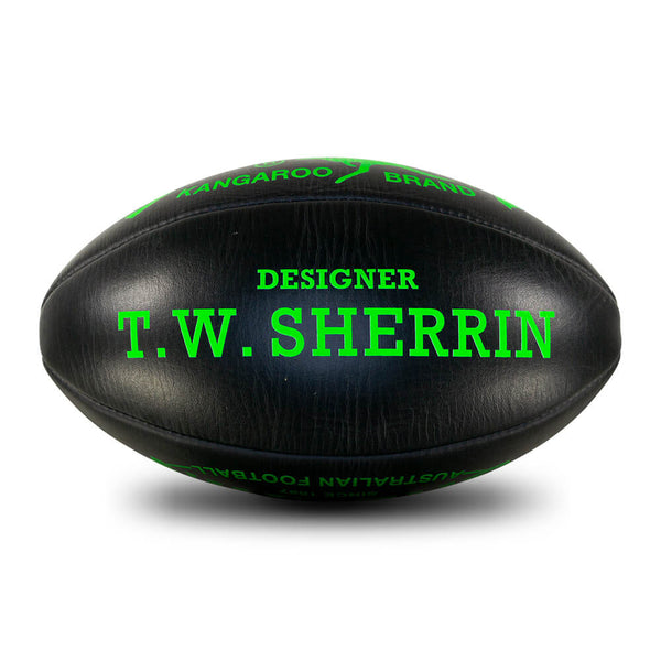 Sherrin Designer Leather Black Fluro Green Training Football size 5