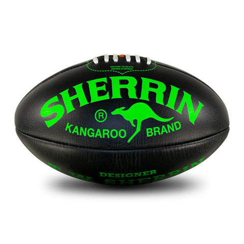 Sherrin Designer Leather Black Fluro Green Training Football size 5