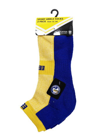 Parramatta Eels NRL High Performance Sport Ankle Socks 2pk