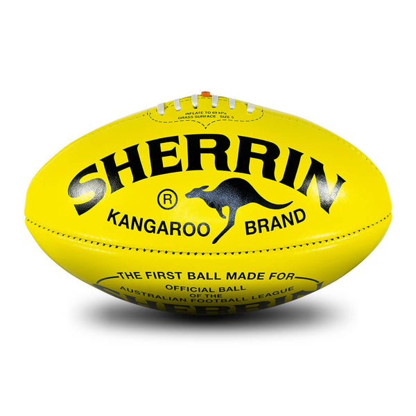 Sherrin Kangaroo Brand KB Training Poly Yellow Leather Football size 5