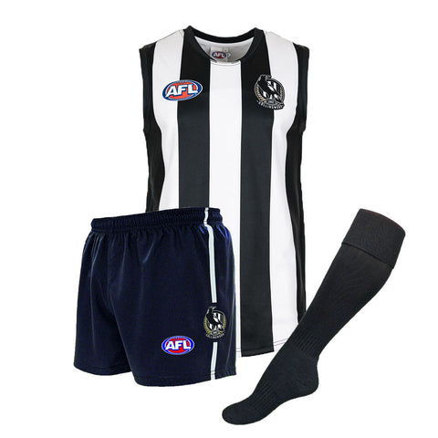 Collingwood Magpies Kids Youths AFL Auskick Playing Pack Jumper Guernsey Shorts Socks