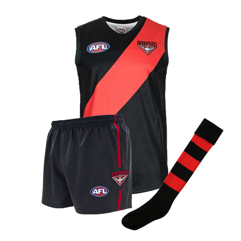 Essendon Bombers Kids Youths AFL Auskick Playing Pack Jumper Guernsey Shorts Socks