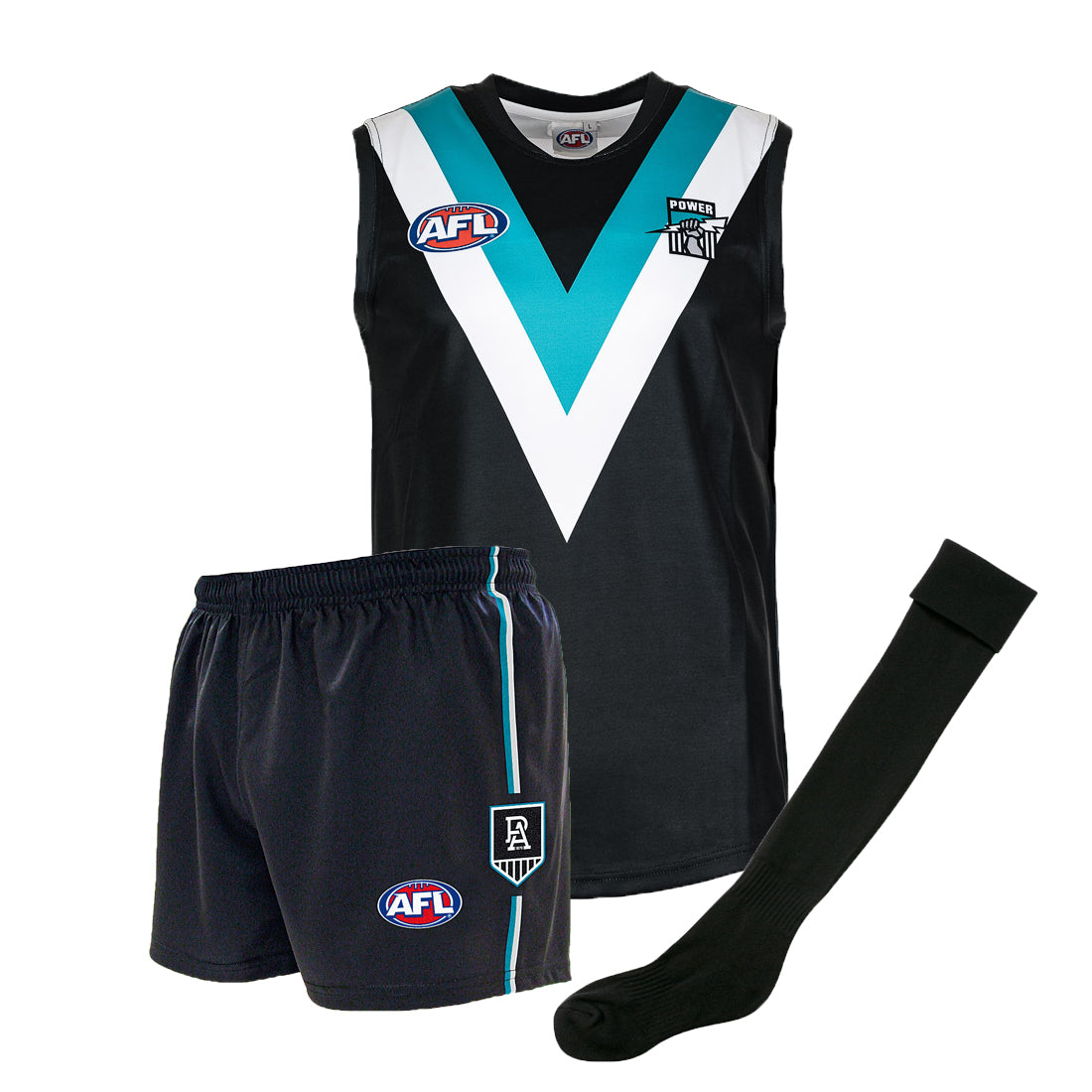 Port Adelaide Power Kids Youths AFL Auskick Playing Pack Jumper Guerns