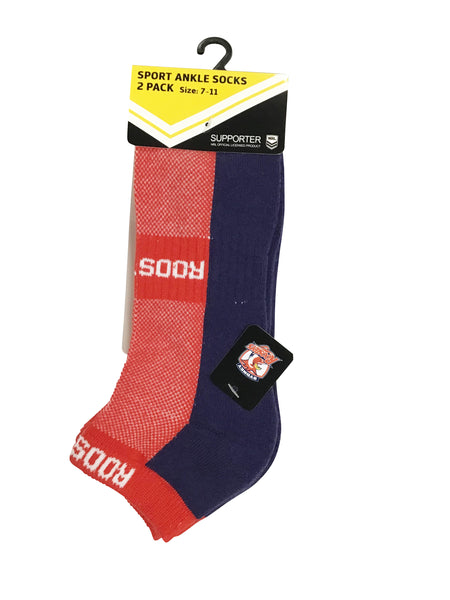Sydney Roosters NRL High Performance Sport Ankle Socks 2pk