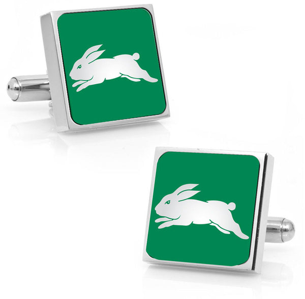 South Sydney Rabbitohs Stainless Etched Logo Square Cufflinks - Spectator Sports Online