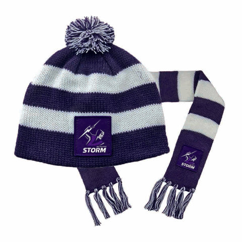 Melbourne Storm NRL Baby Infant Scarf Beanie Pack