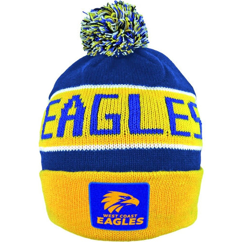 West Coast Eagles Pom Pom Bar Beanie