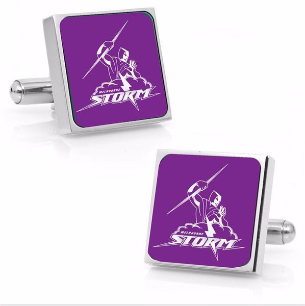 Melbourne Storm Stainless Etched Logo Square Cufflinks - Spectator Sports Online
