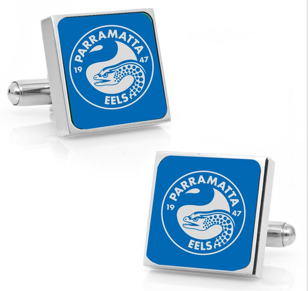 Parramatta Eels Stainless Etched Logo Square Cufflinks - Spectator Sports Online