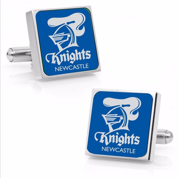 Newcastle Knights Stainless Etched Logo Square Cufflinks - Spectator Sports Online