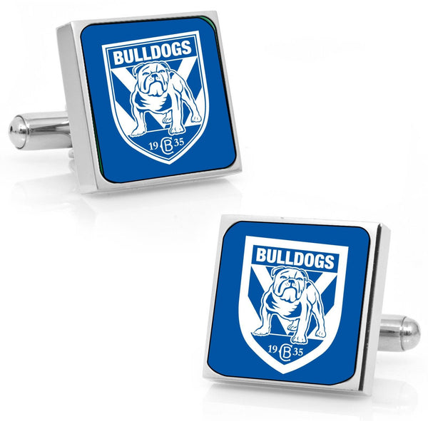 Canterbury Bulldogs Stainless Etched Logo Square Cufflinks - Spectator Sports Online